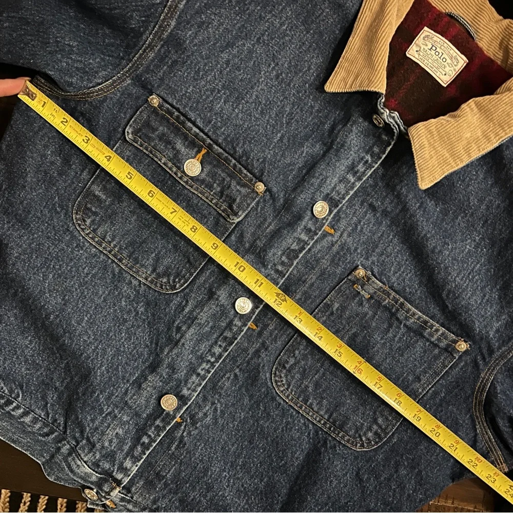 Ralph Lauren Blue Jean Jacket with Tan Collar - Picture 6 of 7